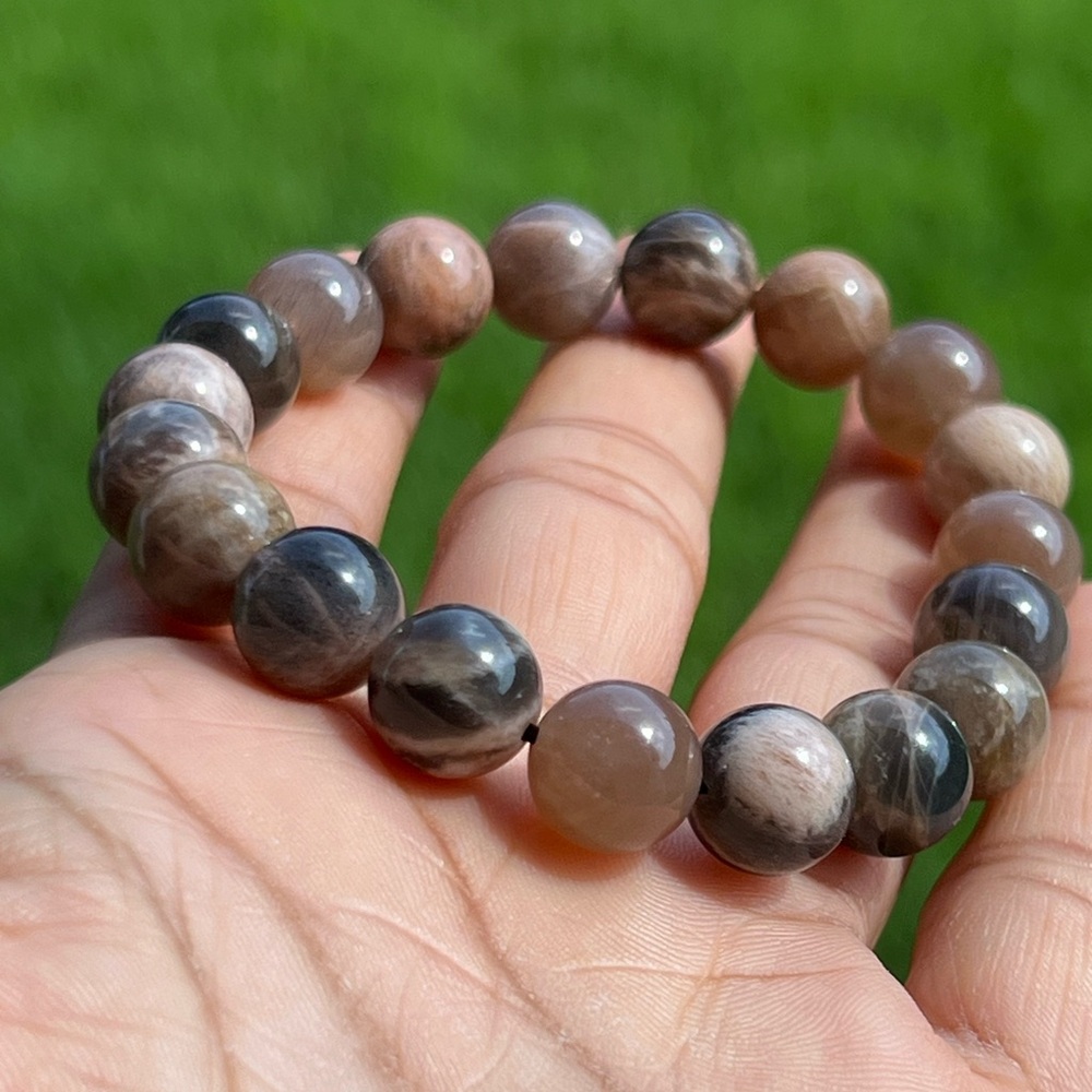 Black Bone Sunstone Beaded Bracelet